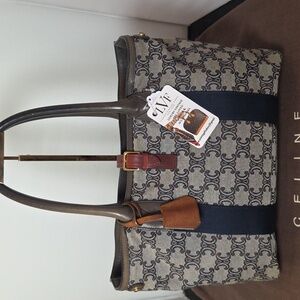 Celine 1980's Vintage Ultra Rare Collectors Piece Canvas/Leather expandable tote
